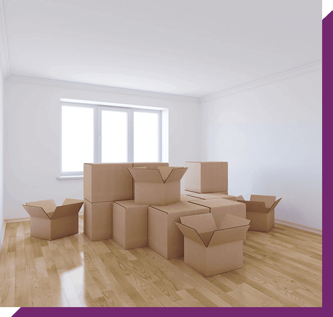 3d Render of Moving Boxes in Empty Room